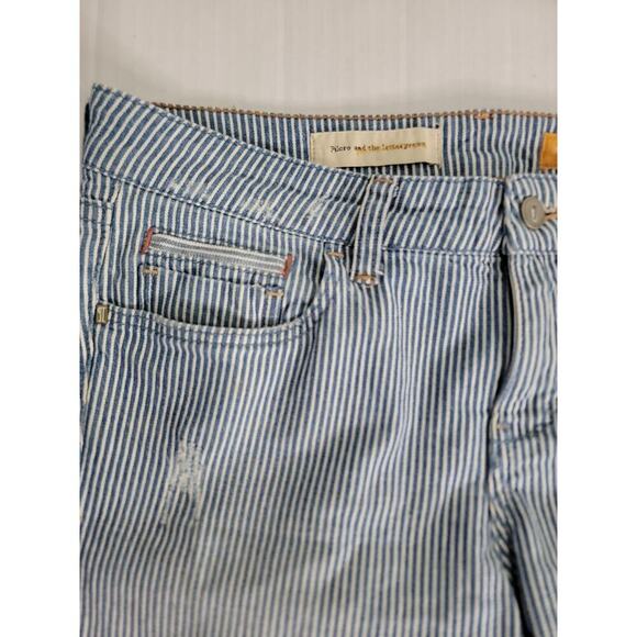 Pilcro Jeans Womens Sz 29 Stet Fit Crop Tapered Distressed Striped Anthropologie - Picture 4 of 11